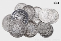 Deutsches Kaiserreich, umfangreiches Konv. von 1-Mark-, 1/2-Mark- und 25-Pfennig-Münzen, bestehend aus: 1 Mark 1873 A, 1875 F und 1878 G. AKS 1; Jaege...