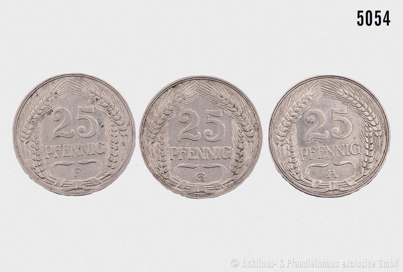 Deutsches Reich, Konv. 25 Pfennig, bestehend aus 25 Pfennig 1909 G. Vs. DEUTSCHE...