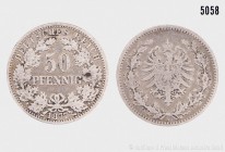 Deutsches Reich, 50 Pfennig 1877 A. Vs. Reichsadler in Eichenkranz, unten Münzzeichen A. Rs. DEUTSCHES REICH, 50 PFENNIG in Eichenkranz, unten 1877, R...