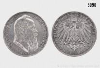 Bayern, Prinzregent Luitpold (1886-1912), Konv. von 2 Silbermünzen, bestehend aus: 3 Mark 1911 D. 16,64 g; 33 mm. AKS 206; Jaeger 49. Feine Patina, vo...