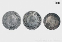Österreich-Ungarn, Habsburger, Konv. von 3 Zehn-Kreuzer-Münzen, bestehend aus: Maria Theresia (1740-1780), 10 Kreuzer 1765 G, Günzburg. 3,61 g; 25 mm....