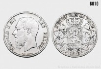 Belgien, Leopold II. (1865-1909), 5 Francs 1870. 24,77 g; 37 mm. Schön 37. Kleine Kratzer, fast sehr schön/sehr schön. 900er Silber.