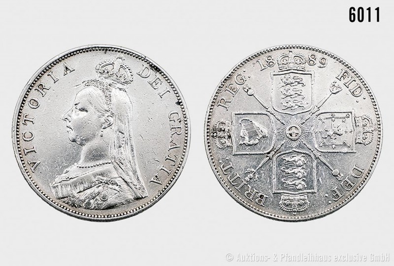 Großbritannien, Victoria (1837-1901), Double Florin 1889. 22,55 g; 36 mm. Schön ...