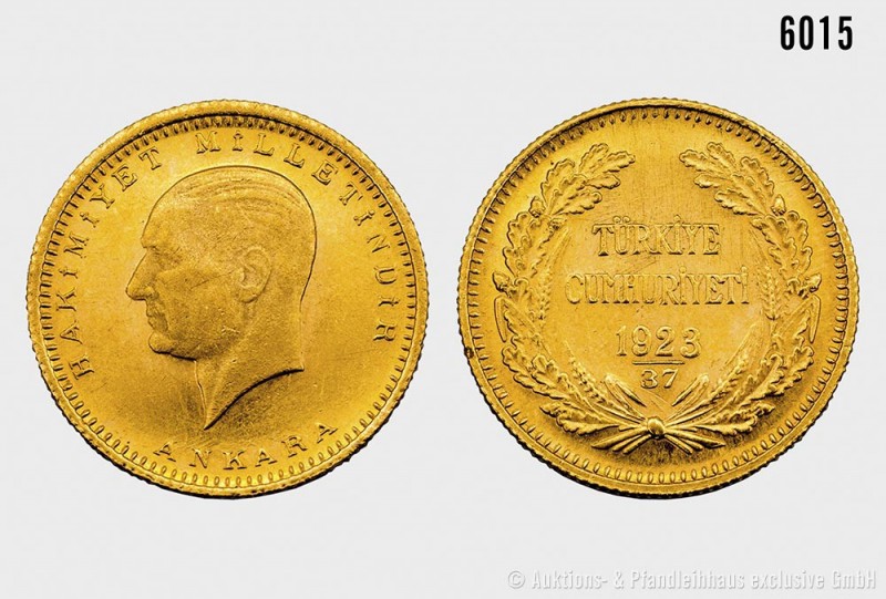Türkei, 1 Lira 1923/37, 20 Jahre Türkische Republik. 7,19 g; 22 mm. Schön 376. S...