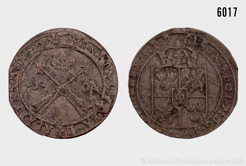 Schweden, Gustav II. Adolf (1611-1632), 1 Öre 1628. 27,06 g; 41 mm. KM 115. Selt...