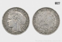 Frankreich, Zweite Republik, 5 Francs 1851 A. 24,81 g; 37 mm. Kahnt/Schön 82. Randfehler und kleinere Kratzer, sehr schön.