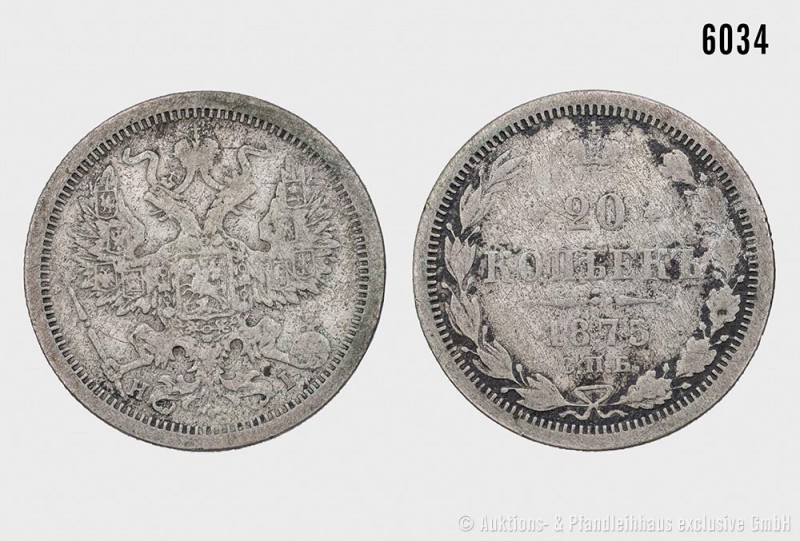 Russland, Alexander II. (1855-1881), Konv. von 2 Kleinmünzen, bestehend aus: 15 ...