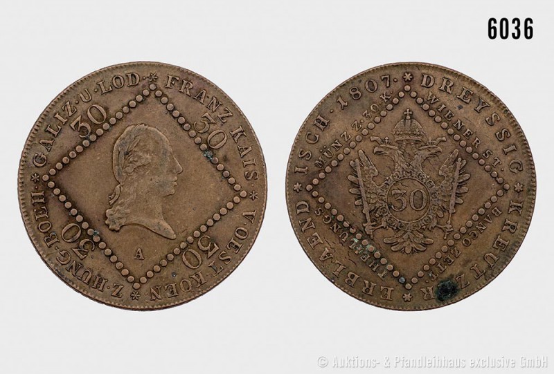 Österreich, Franz I. (1806-1835), 30 Kreuzer 1807 A. 17,33 g; 38 mm. Kahnt/Schön...