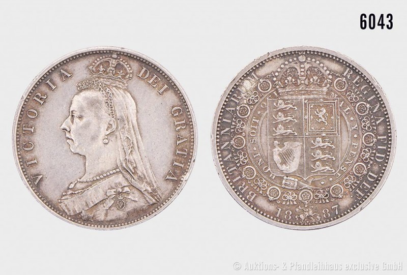 Großbritannien, Victoria (1837-1901), 1/2 Crown 1887. Vs. VICTORIA - DEI GRATIA,...