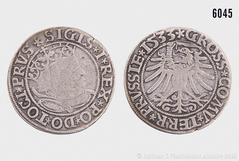 Königreich Polen, Sigismund I. (1506-1548), Groschen 1533, Thorn, Prägung für da...