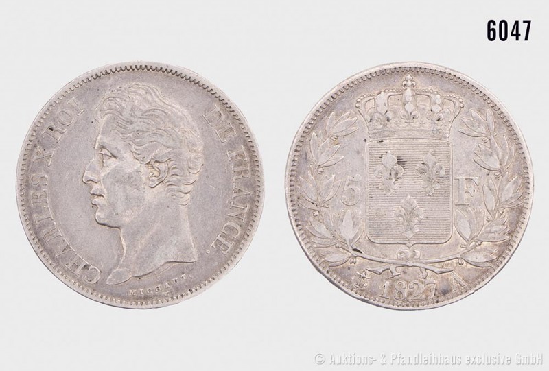 Frankreich, Charles X. (1824-1830), 5 Francs, Paris. Vs. CHARLES X ROI - DE FRAN...