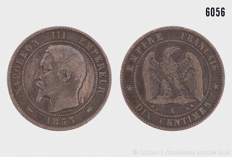Frankreich, Napoleon III. (1852-1870), Dix (10) Centimes 1853 A. 9,79 g; 30 mm. ...