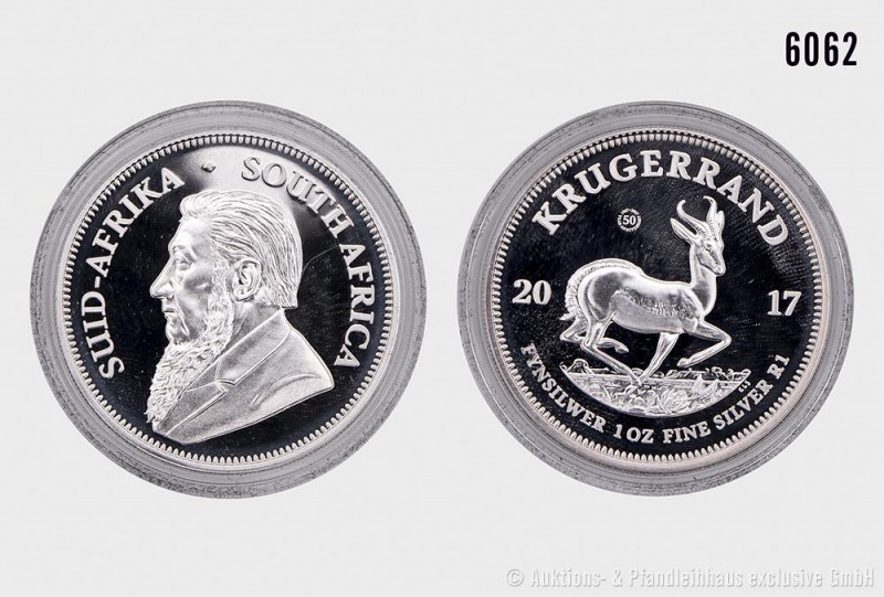 Südafrika, 1 Rand Silber, Krügerrand, 1 Unze Feinsilber (999er Silber). 31,10 g;...