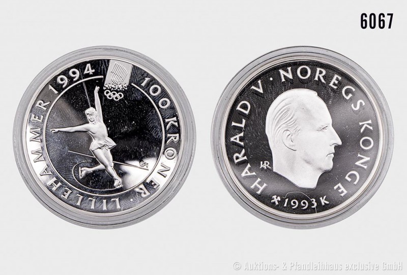 Norwegen, Konv. von 3 Silbergedenkmünzen (925er Silber) anlässlich der XVII. Oly...