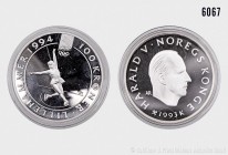 Norwegen, Konv. von 3 Silbergedenkmünzen (925er Silber) anlässlich der XVII. Olympischen Winterspiele 1994 in Lillehammer, bestehend aus: 100 Kronen 1...