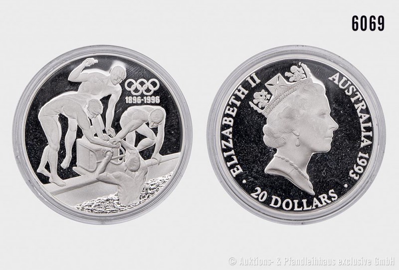 Olympia, Konv. von 3 Silbergedenkmünzen, bestehend aus: Bulgarien, 100 Leva 1993...