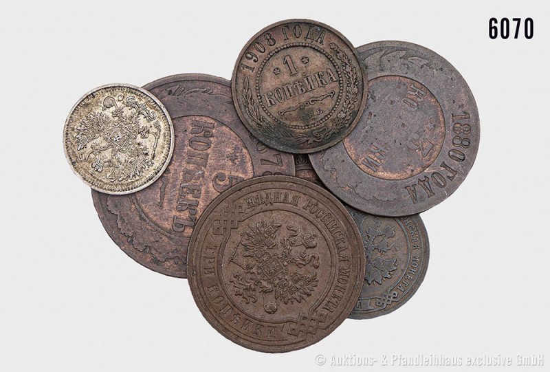 Russland, Konv. von 7 Münzen, bestehend aus: 5 Kopeken 1878. Kahnt/Schön 106. 3 ...