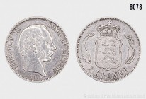 Dänemark, Christian IX. (1863-1906), 2 Kronen. Vs. Porträtkopf des Königs nach rechts. Rs. Bekröntes Wappen, darunter Wertangabe, Rand geriffelt. 14,8...