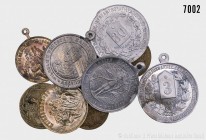 Deutsches Reich, Preußen, Konv. von 11 Medaillen, darunter 1 Jeton Friedrich Wilhelm IV, von Lauer, Medaille auf die 600-Jahrfeier von Düsseldorf sowi...