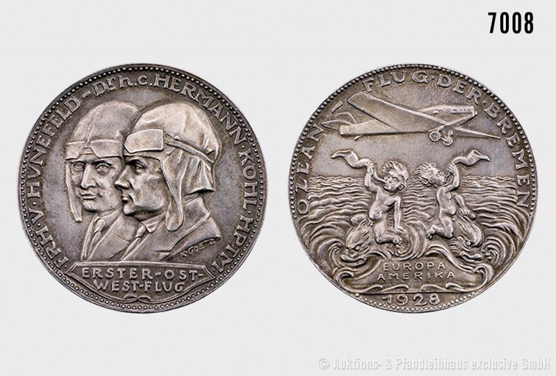 Weimarer Republik, Silbermedaille 1928, von Karl Goetz, auf den Ersten Ost-West-...