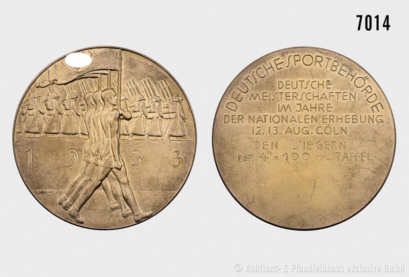 Drittes Reich, große vergoldete Silbermedaille 1933, von Oskar Glöckler, der Deu...