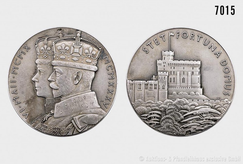 Großbritannien, Silbermedaille 1935 von Percy Metcalfe, auf das 25. Thronjubiläu...