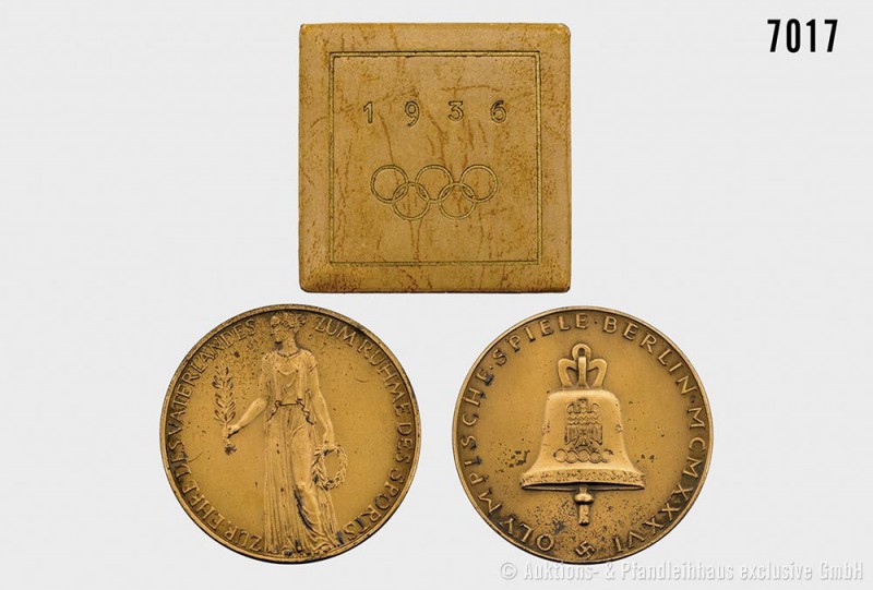 Drittes Reich, Olympische Spiele Berlin 1936, Medaille (Gelb-Bronze) von K. Roth...