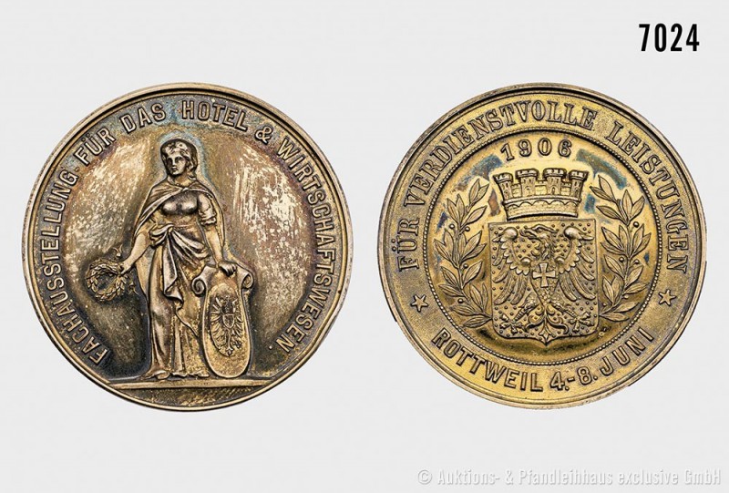 Medaille, Bronze vergoldet, Rottweil 1906, Preismedaille der Fachausstellung für...