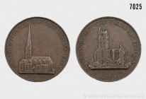 Hamburg, Bronzemedaille, von M. H. Wilkens & Söhne, auf die am 7. Mai 1842 durch einen Brand zerstörte St. Petri-Kirche. Vs. DER VÄTER FROMMER SINN RI...