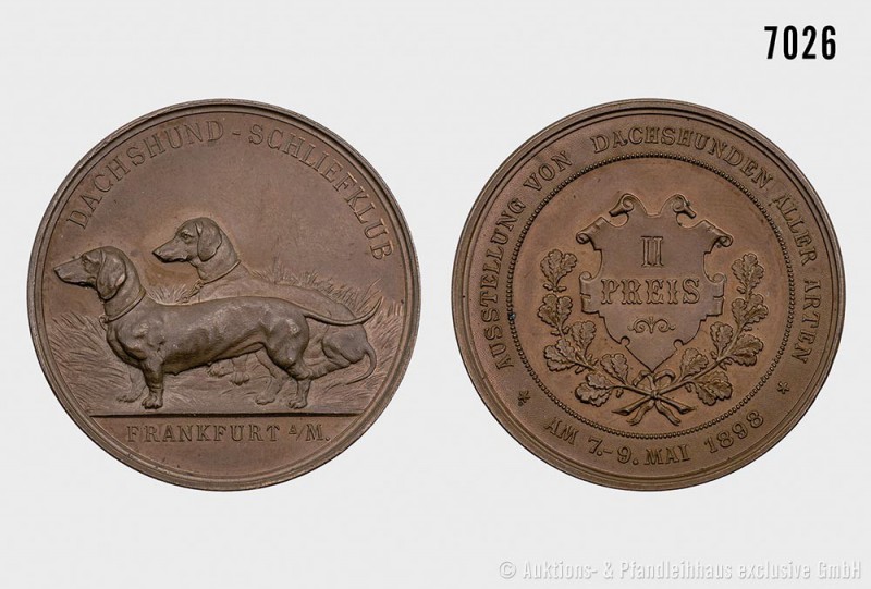 Frankfurt am Main, Bronzemedaille 1898, 2. Preis der Dachshunde-Ausstellung. Vs....