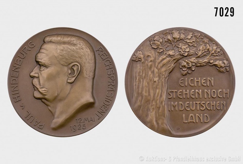 Deutsches Reich (Weimarer Republik), Bronzemedaille 1925 auf den Reichspräsident...