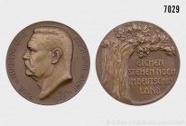 Deutsches Reich (Weimarer Republik), Bronzemedaille 1925 auf den Reichspräsidenten Paul von Hindenburg, von B. H. Mayer. Vs. Porträtkopf Hindenburgs n...