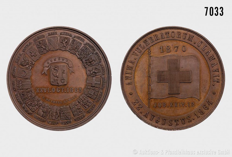 Medaille 1870, von de Vries, den Haag, anlässlich der Annahme der Genfer Konvent...