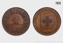 Medaille 1870, von de Vries, den Haag, anlässlich der Annahme der Genfer Konvention am 22. August 1864. Vs. Flagge mit dem Roten Kreuz. Rs. Genfer Sta...