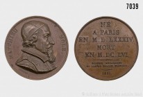 Frankreich, Bronzemedaille 1821, auf den Staatsmann Matthieu Molé (1584-1656), von DOMARD. Vs. MATTHIEU - MOLE, erhabene Büste nach rechts, unten DOMA...
