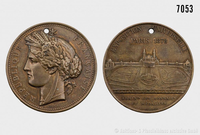 Frankreich, Bronzemedaille 1878, von Dubois, auf die Weltausstellung in Paris. V...