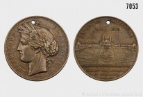 Frankreich, Bronzemedaille 1878, von Dubois, auf die Weltausstellung in Paris. Vs. REPUBLIQUE - FRANCAISE, weiblicher Kopf mit Ähren- und Früchtekranz...