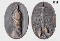 Deutsches Reich, 1. Weltkrieg, Medaille 1915, von C. Stock, Prämie für Hilfe für Kriegsgefangene Deutsche (Hochovaler Bronzeguss). Vs. HILFE - FÜR / K...