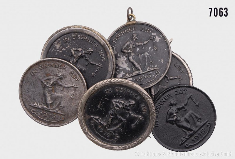 Deutsches Reich, Konv. von 6 Medaillen "Gold gab ich für Eisen", von Hosaeus. Te...