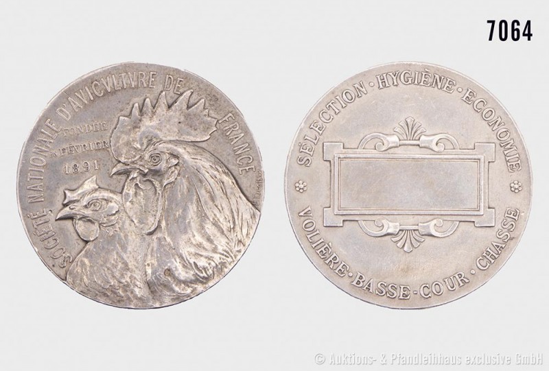 Frankreich, Silbermedaille 1891, Preismedaille der Landwirtschaftlichen Gesellsc...