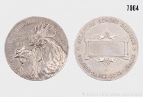 Frankreich, Silbermedaille 1891, Preismedaille der Landwirtschaftlichen Gesellschaft. Vs. Hahn und Henne nach links blickend, darum der Name der Gesel...
