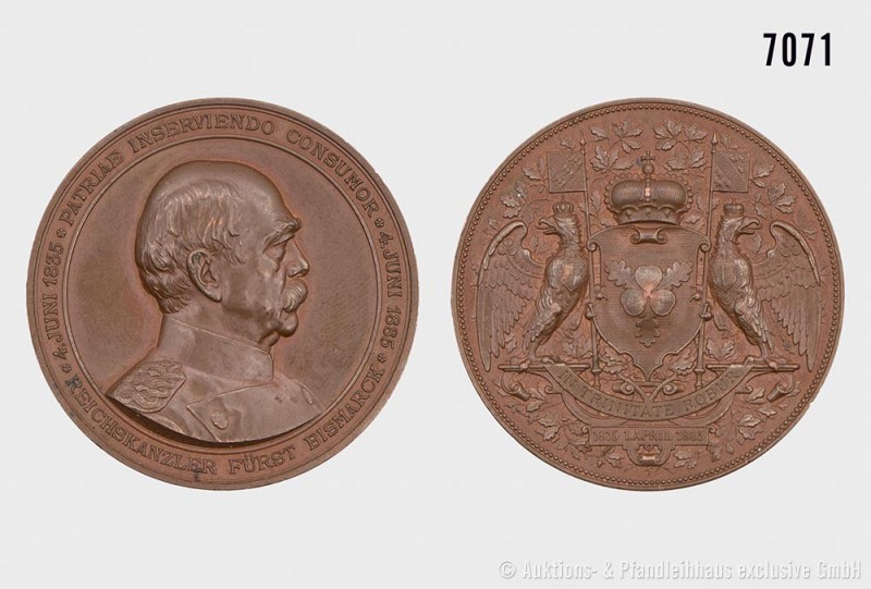Deutsches Reich, Medaille 1885 von K. Schwenzer, auf Bismarcks 70. Geburtstag. 2...