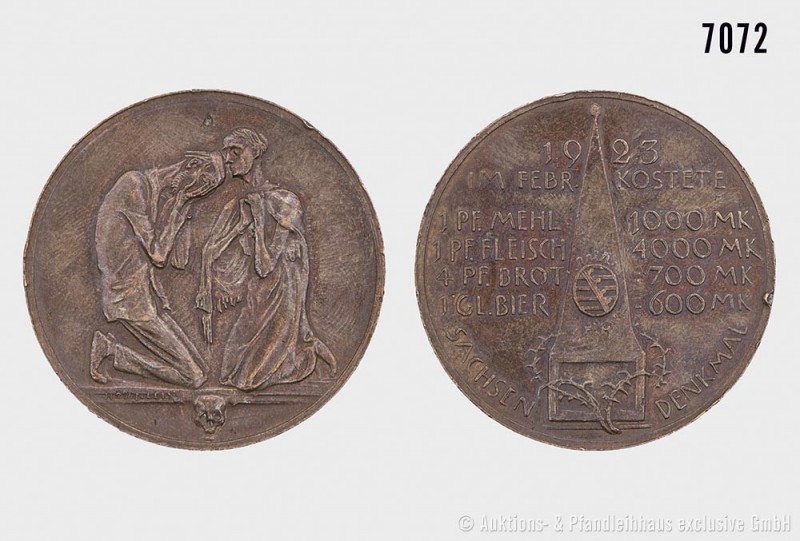 Weimarer Republik, Medaille 1923 von Hörnlein, Hungermedaille anlässlich der Hyp...