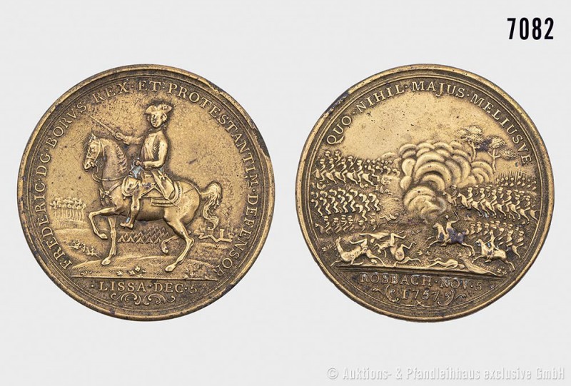 Preußen, Friedrich II. der Große (1740-1786), Bronze-Messingmedaille, 1757, auf ...