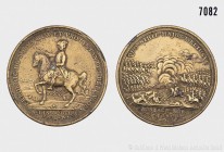 Preußen, Friedrich II. der Große (1740-1786), Bronze-Messingmedaille, 1757, auf die Siege bei Roßbach und Lissa (Wendepunkte des Siebenjährigen Kriege...