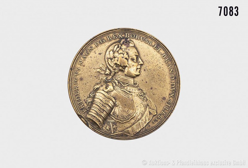 Preußen, Friedrich II. der Große (1740-1786), Bronze-Messingmedaille 1757, auf d...