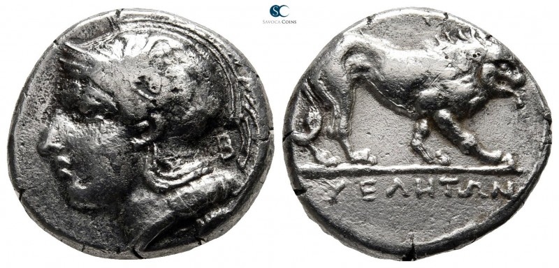 Lucania. Velia circa 340-334 BC. 
Didrachm or Nomos AR

19 mm., 7,77 g.

He...