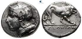 Lucania. Velia circa 340-334 BC. Didrachm or Nomos AR