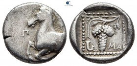 Thrace. Maroneia. ΠΛ- (Pl-), magistrate circa 377-365 BC. Tetrobol AR