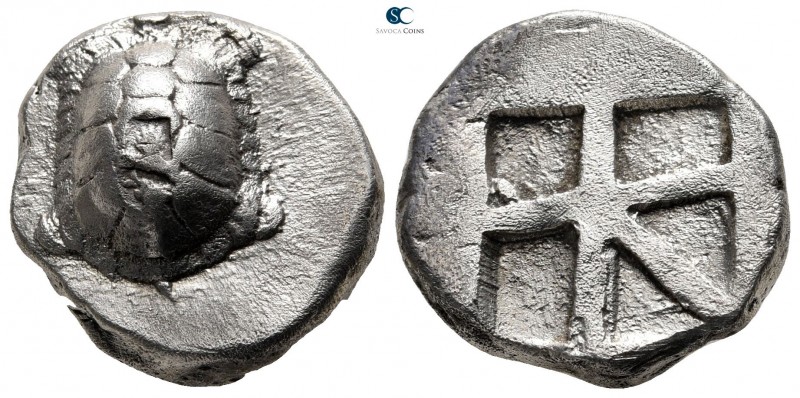 Islands off Attica. Aegina 456-430 BC. 
Stater AR

20 mm., 12,28 g.

Land t...